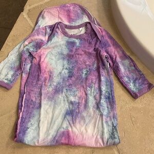 Little Sleepies Purple Watercolor Knotted Gown nwot
